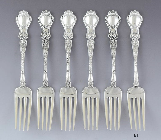 Rare set 6 Alvin Sterling Silver Nuremburg Forks 6 3/4"