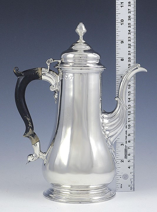 Antique 1741 English Sterling Silver Wood Teapot Coffeepot