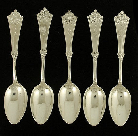 5 Antique Sterling and Coin Silver Gorham Pompeii 1868 Spoons 6"