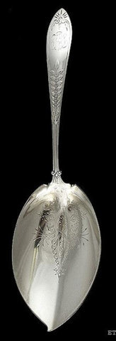 Antique Gorham Palm Sterling Silver Serving Spoon 10 1/4"