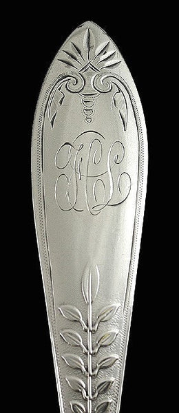 Antique Gorham Palm Sterling Silver Serving Spoon 10 1/4"