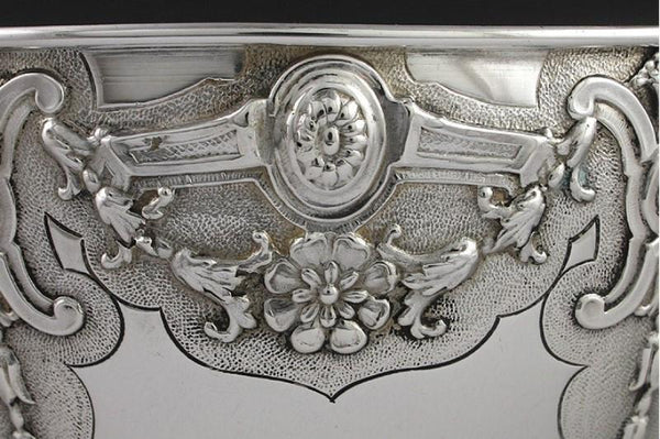 Exceptionally Decorated Antique Portuguese 916 Silver Floral Bowl