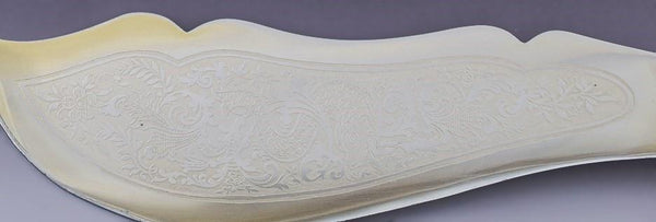 c1900 Lovely 4pc European Silver Handle Hand Engraved Fish Salad Serving Set