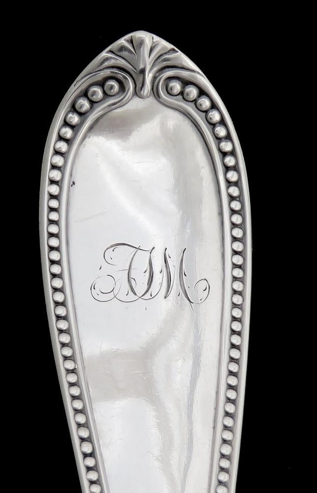 c1860 Fabulous Sterling Silver Serving Fork Hand Engraved Tines 11 5/8 Inches