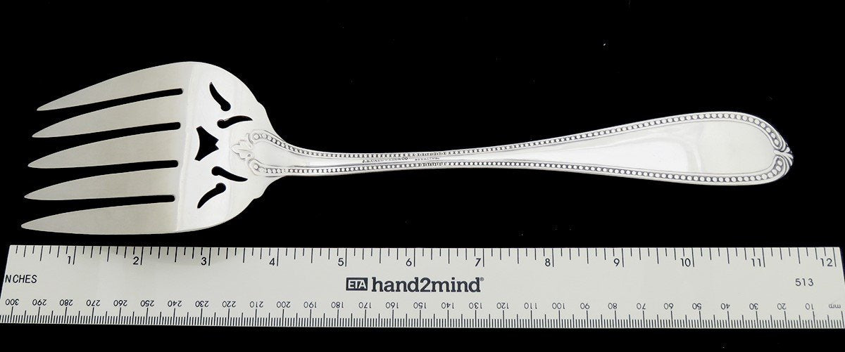 c1860 Fabulous Sterling Silver Serving Fork Hand Engraved Tines 11 5/8 Inches