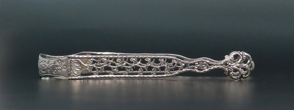 1770s English Sterling Silver Pierced Sugar Tongs No Mono 5 1/2 Inches