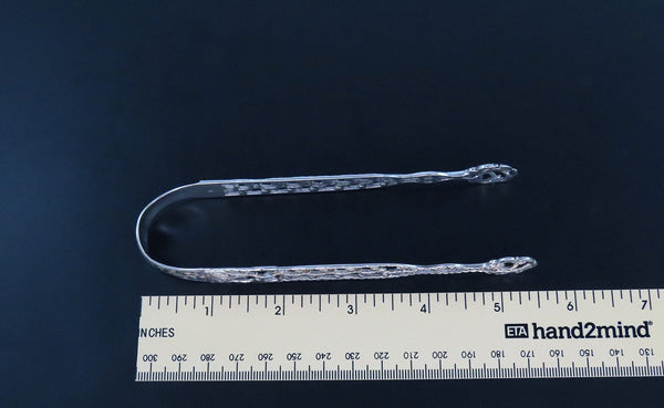 1770s English Sterling Silver Pierced Sugar Tongs No Mono 5 1/2 Inches