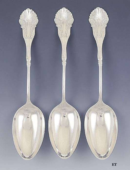 Sine Set 3 Shiebler Sterling Silver Corinthian Serving Spoons w/ Old Marks
