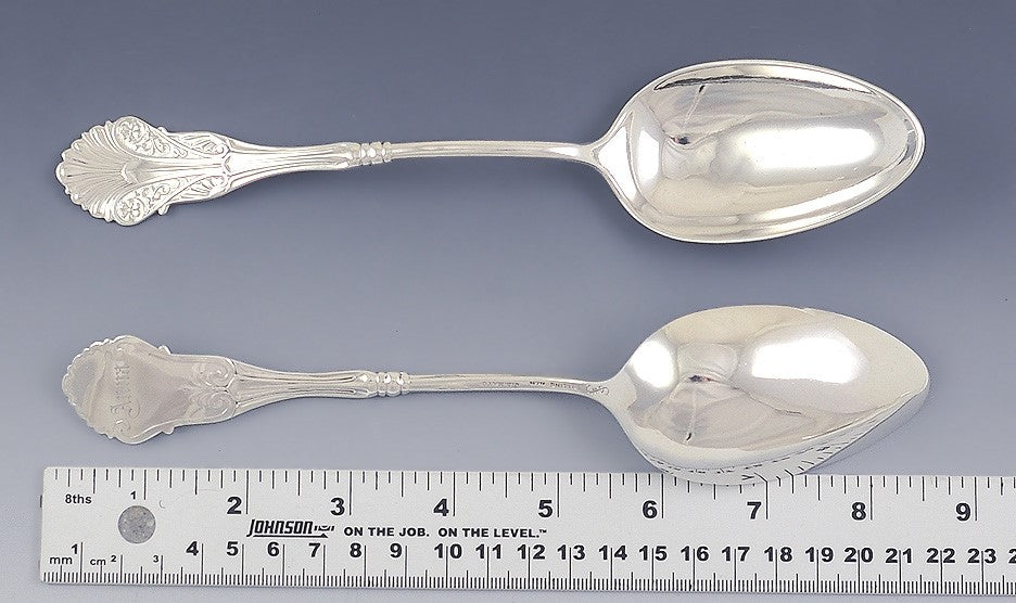 Sine Set 3 Shiebler Sterling Silver Corinthian Serving Spoons w/ Old Marks