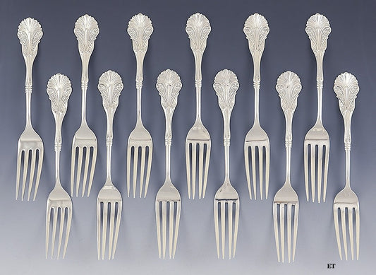 Superb Set 12 Shiebler Sterling Silver Dinner Forks Corinthian Pat John Polhamus