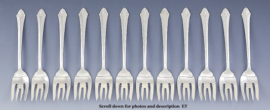 12 Fine Sterling Silver Gorham Edgemont/Late Georgian Dessert Salad Forks
