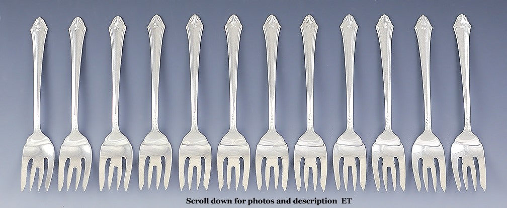 12 Fine Sterling Silver Gorham Edgemont/Late Georgian Dessert Salad Forks