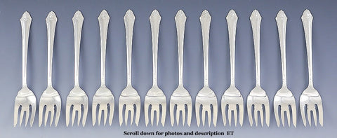 12 Fine Sterling Silver Gorham Edgemont/Late Georgian Dessert Salad Forks