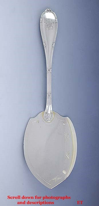 Antique c1890 French 950 Sterling Silver Reeded Edge Dessert Pastry Pie Server