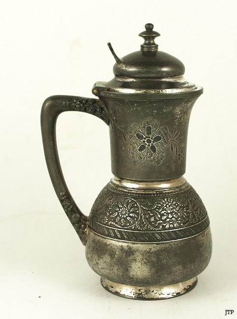 Antique Art Nouveau Rogers Smith Assyrian Head Silver Pitcher Ewer Flagon