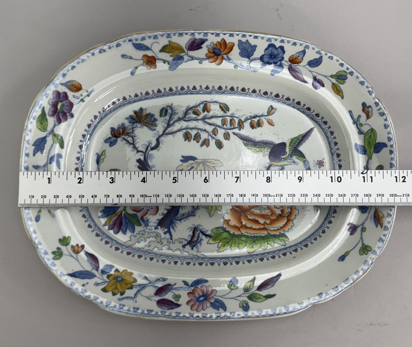Davenport Stone China Flying Bird Pattern Covered Entree c1810