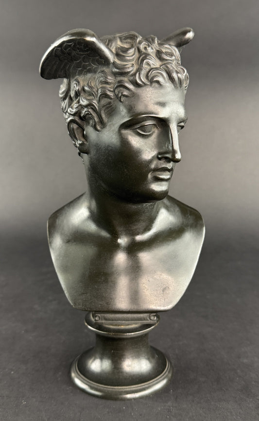 Very Nice c1850-1900 French Bronze Bust of Hermes Mercury Greek Roman Style