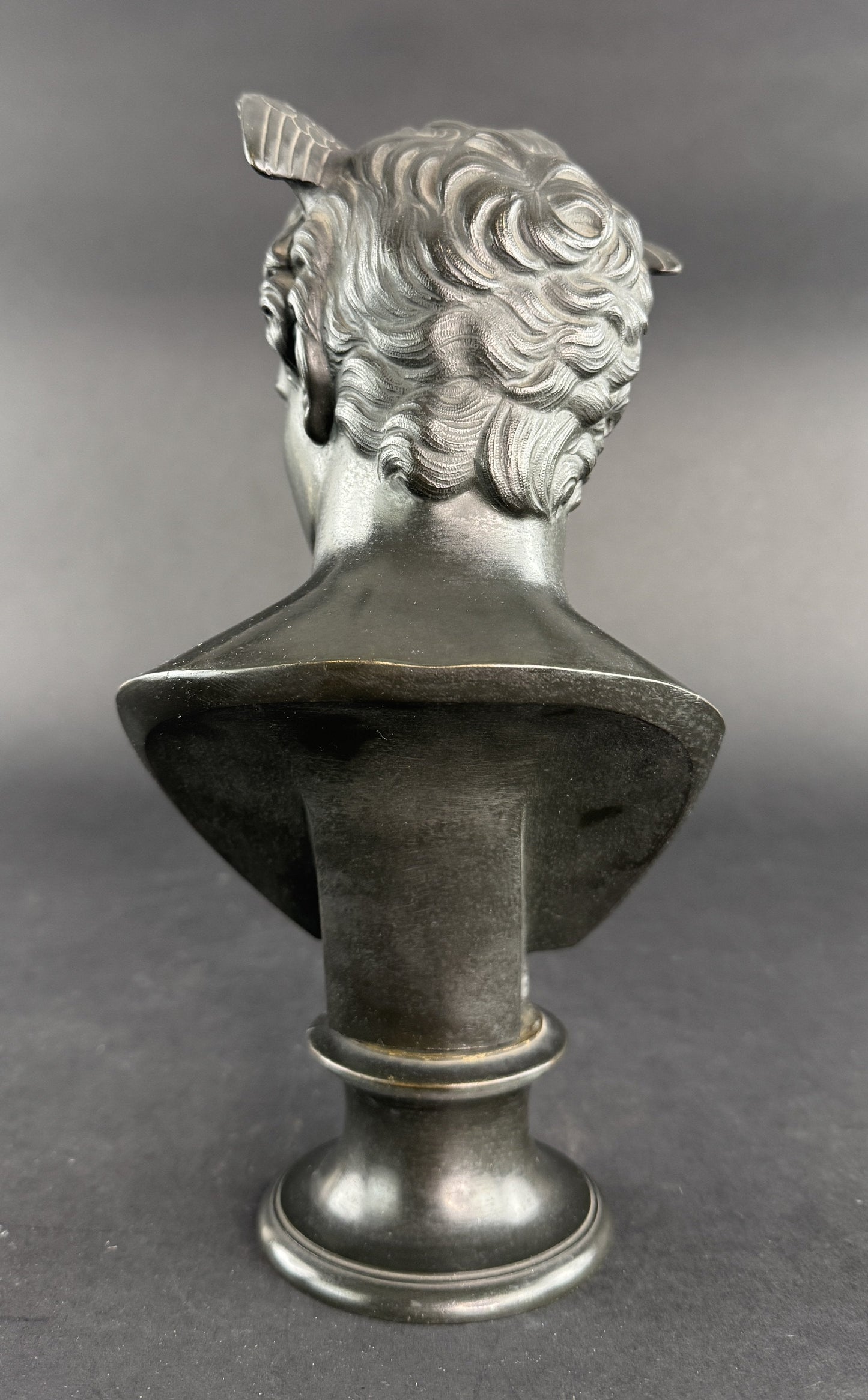 Very Nice c1850-1900 French Bronze Bust of Hermes Mercury Greek Roman Style