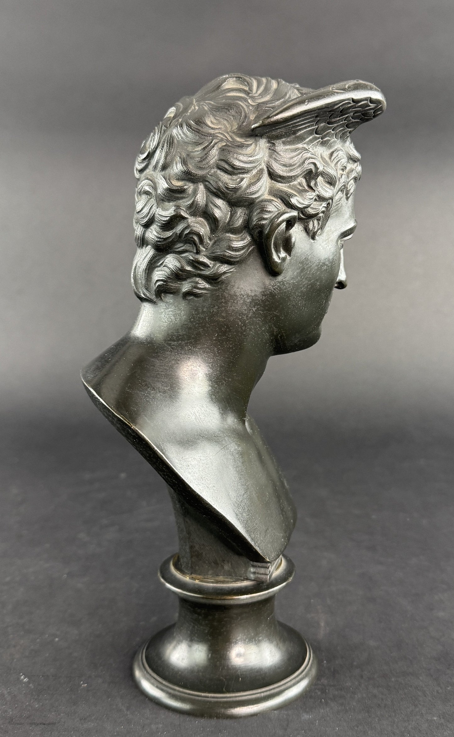 Very Nice c1850-1900 French Bronze Bust of Hermes Mercury Greek Roman Style