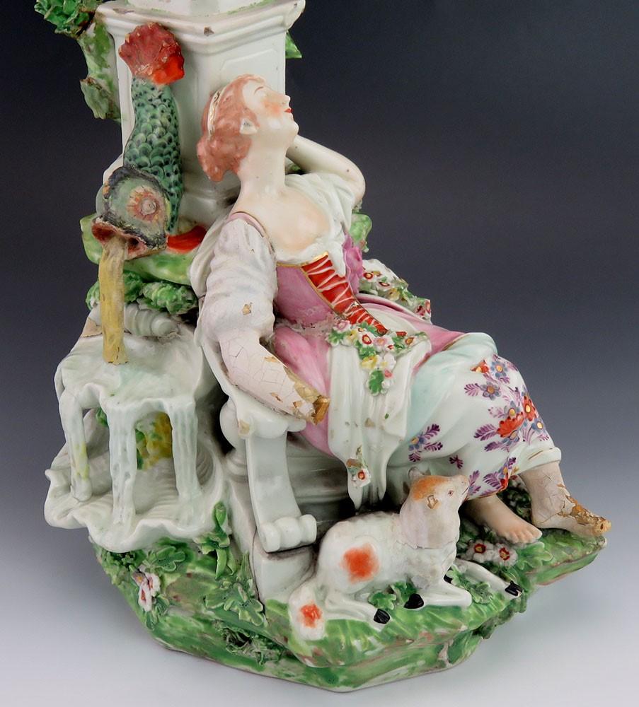Antique c1760 Rococo English Derby Porcelain Woman & Lamb Figurine/Statue