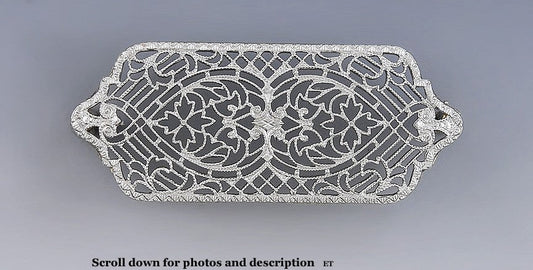 c1905 American 14k Gold Platinum Topped Edwardian Filigree Openwork Brooch/Pin