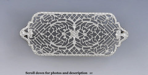 c1905 American 14k Gold Platinum Topped Edwardian Filigree Openwork Brooch/Pin