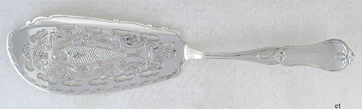 Antique Newell Harding Coin Silver Bright Cut Engraved Fish Slice Server