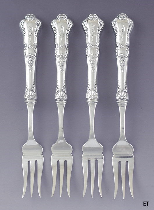 4 Gorham Sterling Silver Old Baronial Forks from the USS Aztec 6 5/8"