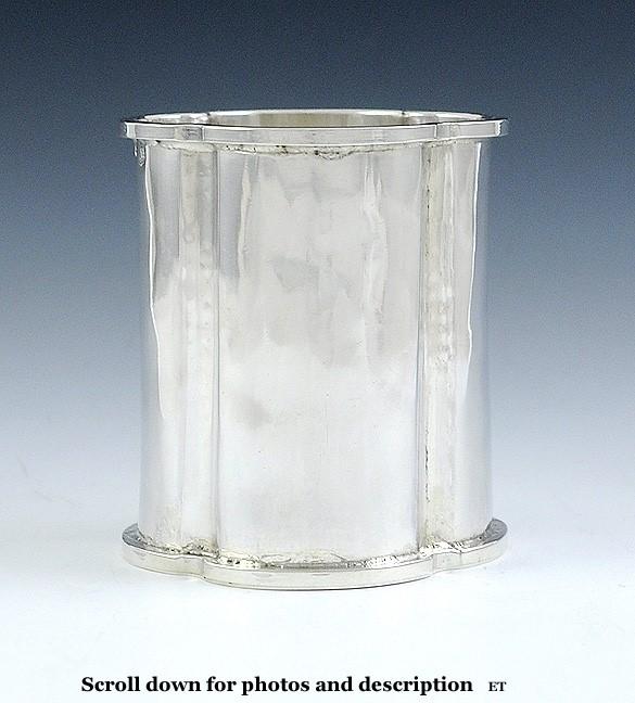 Antique 1930s Spanish Silver Hand Hammered Lobed Beaker Cup