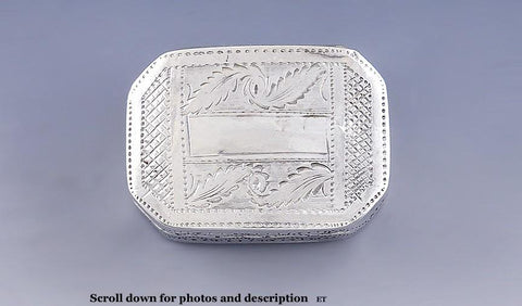 1814 English Georgian Sterling Silver Vinaigrette Box By Samuel Pemberton