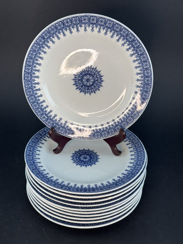11 Royal Worcester Salad or Luncheon Plates Blue-And-White 1889