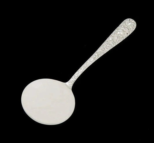 Antique c1905 Kirk Repousse Nouveau Flower Sterling Silver Pancake Server