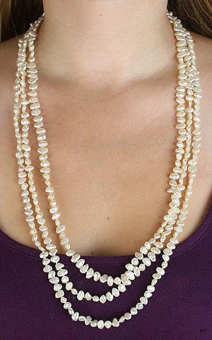 Triple Strand Baroque Pearl & 14K Gold Torsade Necklace