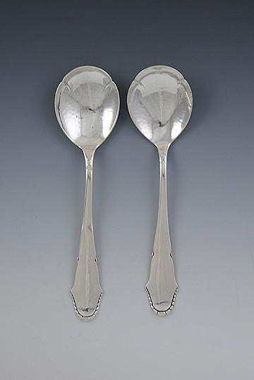 40pc Antique c1925 Danish Hand Hammered Silver Spoon Fork Flatware Set