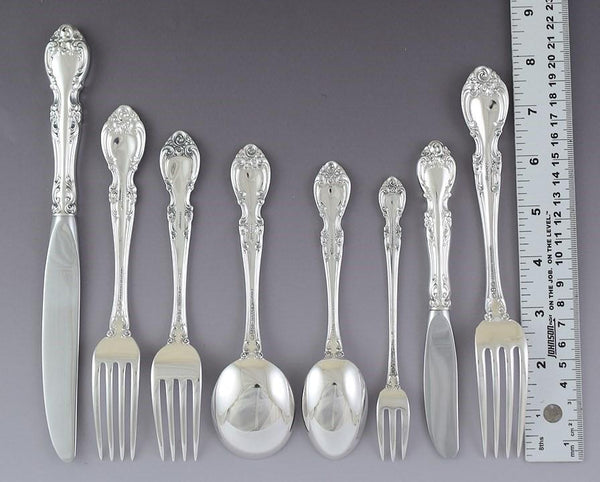 Nice Gorham 74pc Sterling Silver Melrose Flatware Set Serves 12