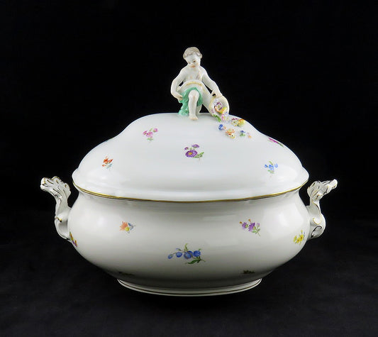 Large Perfect Meissen Scattered Flowers Soup Tureen 15 x10x12 inches