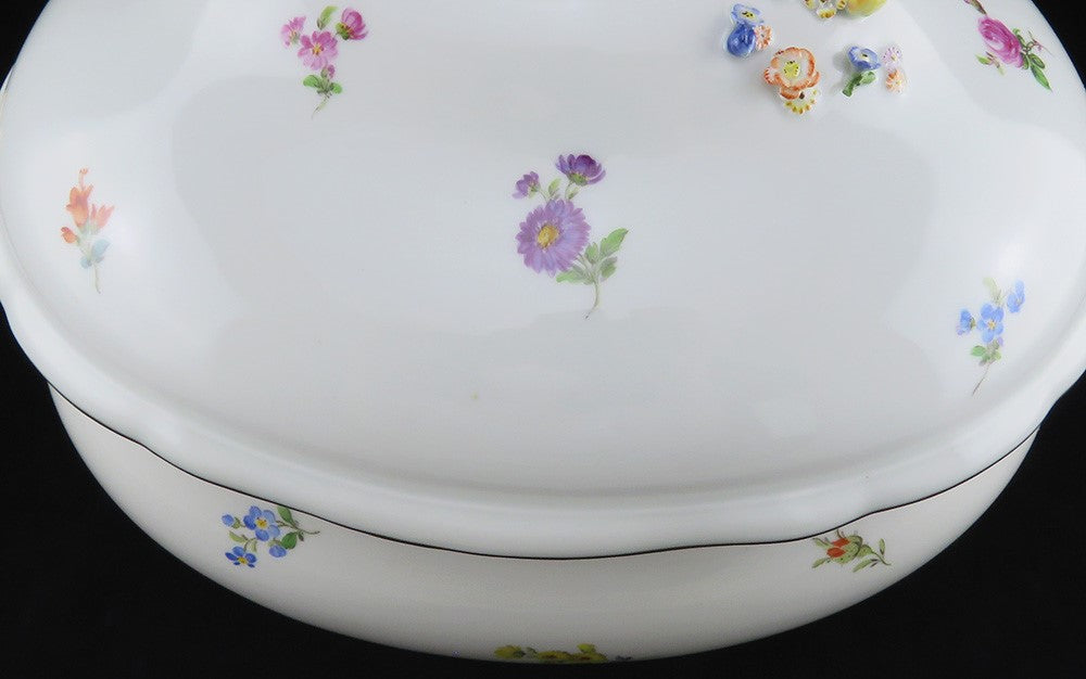 Large Perfect Meissen Scattered Flowers Soup Tureen 15 x10x12 inches