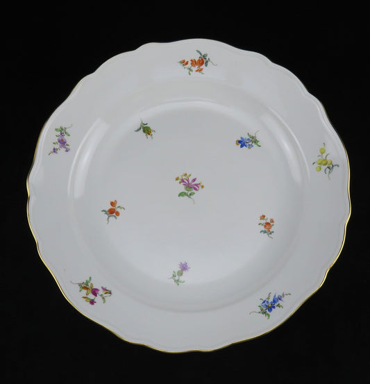 Large Perfect Meissen Scattered Flowers Round Serving Bowl 12 5/8" Diameter
