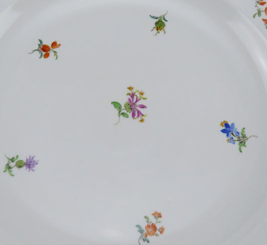Large Perfect Meissen Scattered Flowers Round Serving Bowl 12 5/8" Diameter