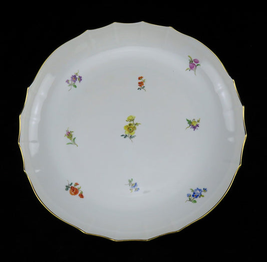Large Perfect Meissen Scattered Flowers Serving Bowl 10 7/8" Diameter