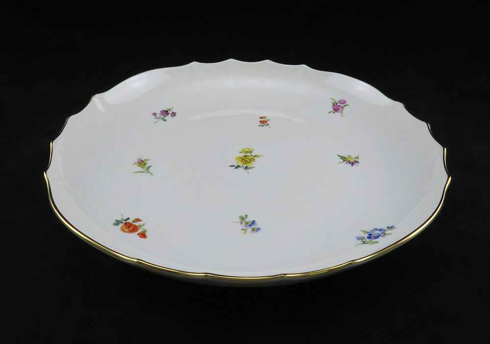 Large Perfect Meissen Scattered Flowers Serving Bowl 10 7/8" Diameter