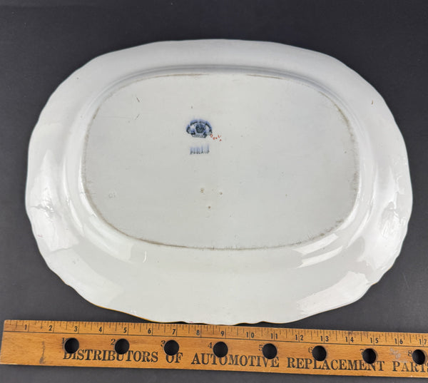 c1895 English Stone China Flying Bird Oval Meat Fish Serving Platter by Ashworth