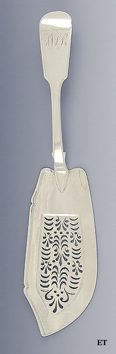 1832 Antique English Georgian Fiddle Sterling Silver Fish Slice Server