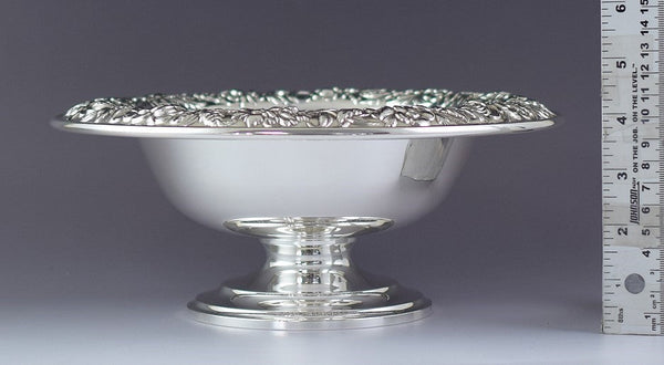 Vintage S Kirk Son Sterling Silver Floral Repousse Pedestal Bowl Compote 10"