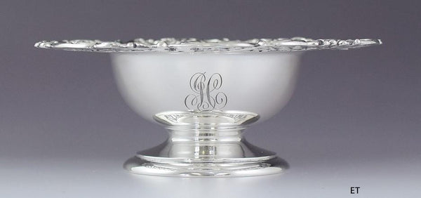 Lovely c1900 Roger Williams Sterling Silver Bowl w Floral Pierced Openwork Rim