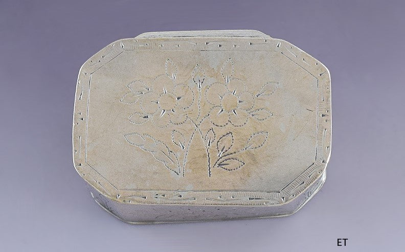 c1750s-1820s Neat American Silver Hand Engraved Snuffbox Small Box