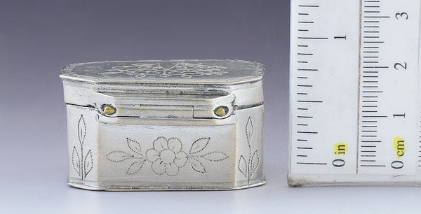 c1750s-1820s Neat American Silver Hand Engraved Snuffbox Small Box