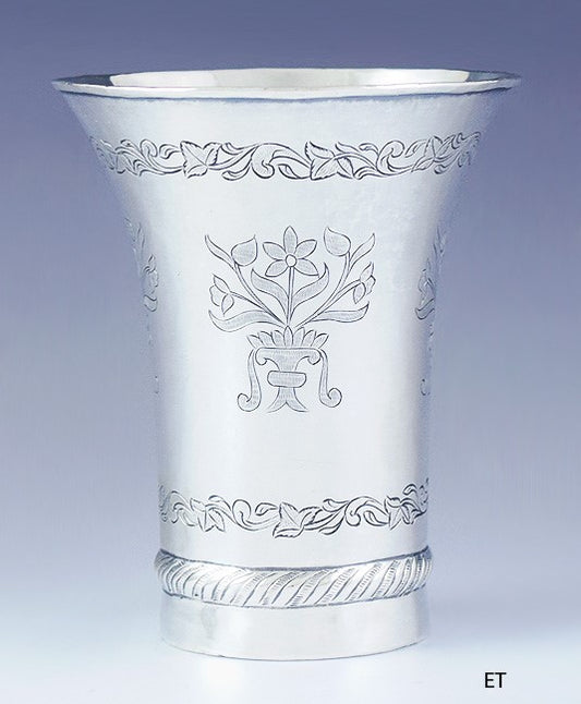 Antique Early 19th Century Silver Engraved Beaker Cup Mug