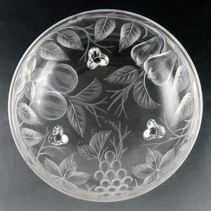 Antique Mt Washington Etched Crystal Glass Fruit Footed Serving/Centerpiece Bowl
