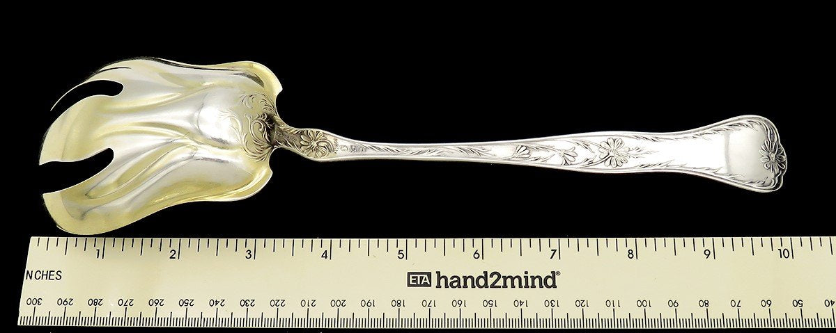 Art Nouveau Gorham Sterling Silver Serving Fork Margarette Daisies Gold Wash
